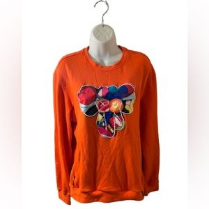 Roku Studio Orange Embroidered Elephant Large Crewneck Sweater